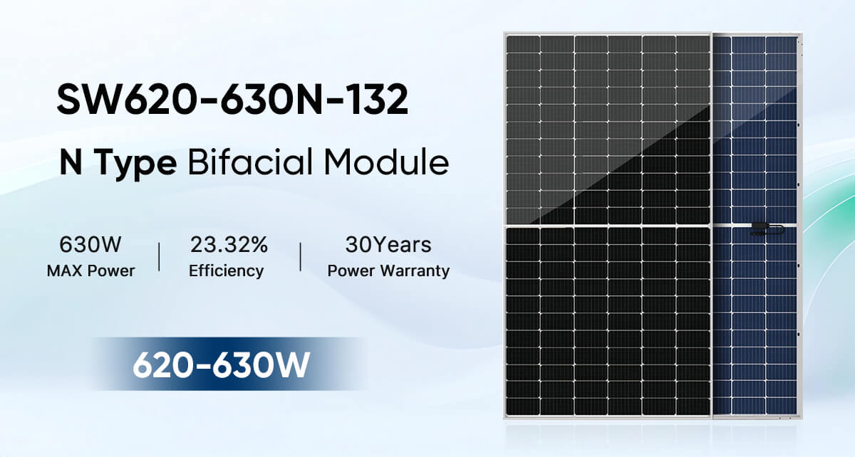 SUNWAY 620-630W 132 Cells N Type TOPcon Bifacial Module