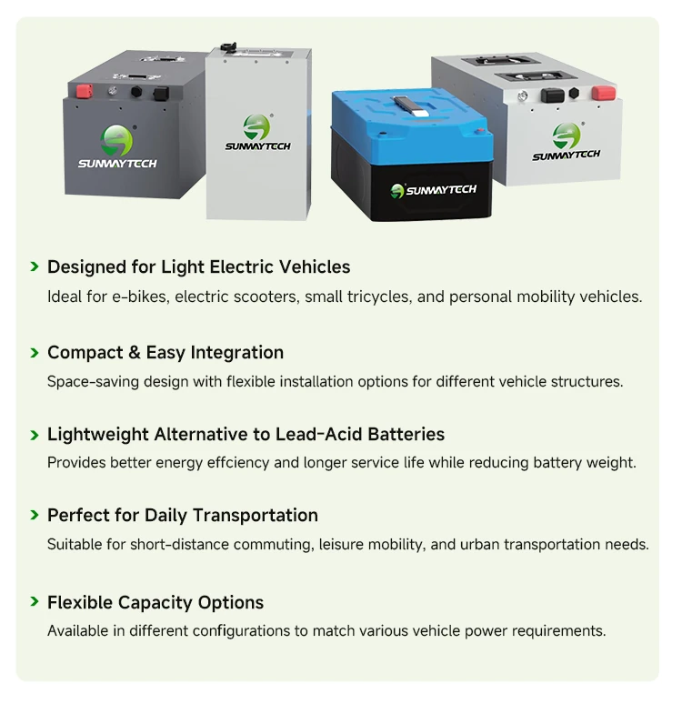 SUNWAY LITE SERIES Smart Lithium Battery for Light Mobility Applications