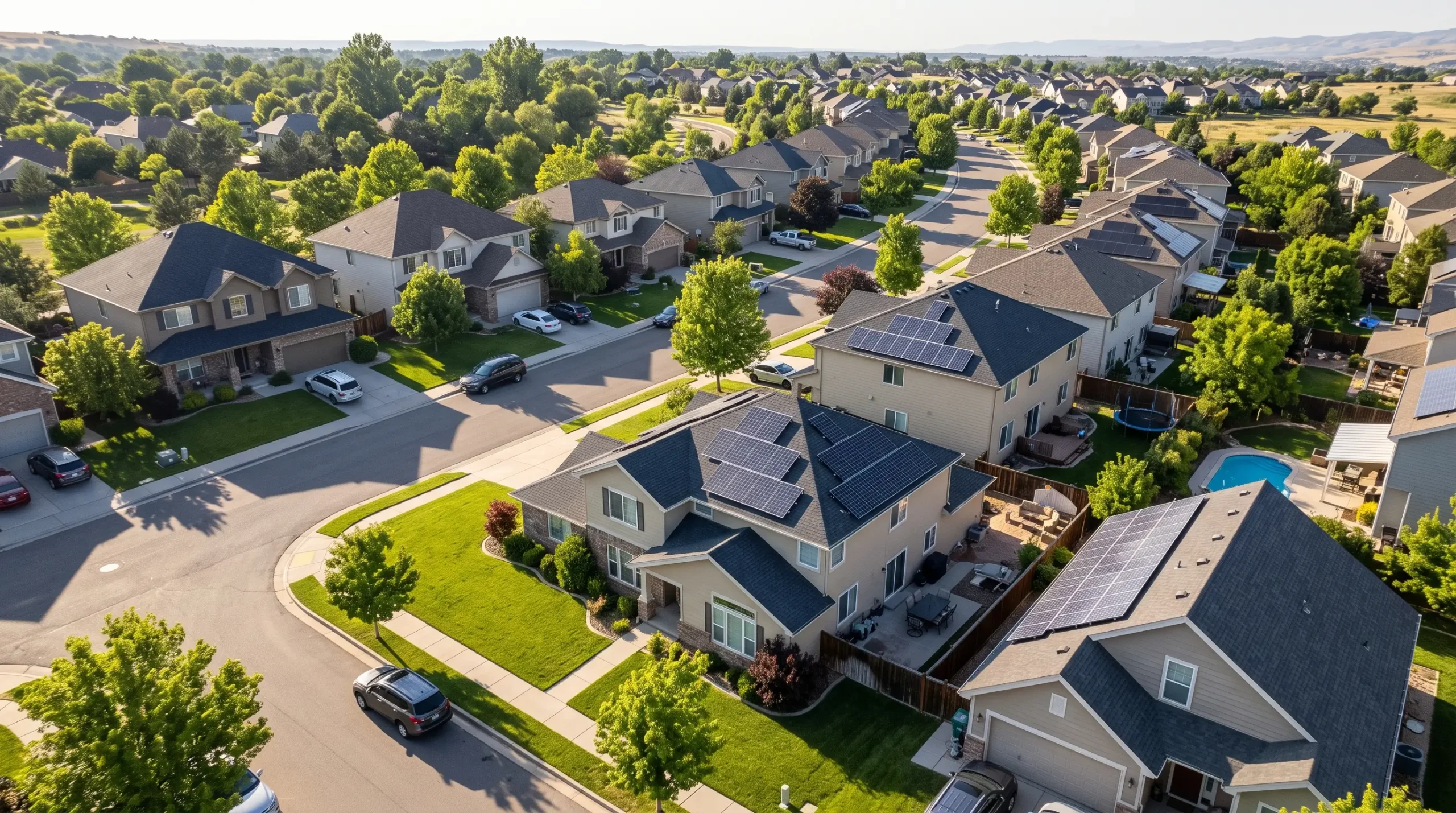 Residential Solar Power System on House Roof